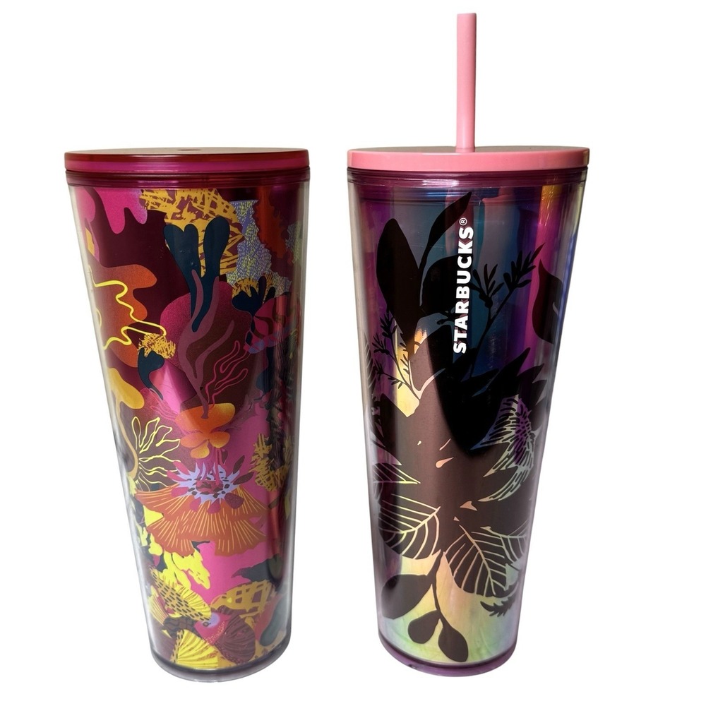 Starbucks Cup 2022 Fall And 2023 Spring Fall Foliage Spring Red Jellyfish 24 Oz - Picture 2 of 3
